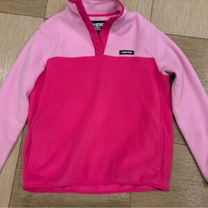 Lands' End Pink and Light Pink Women’s Fleece Pullover